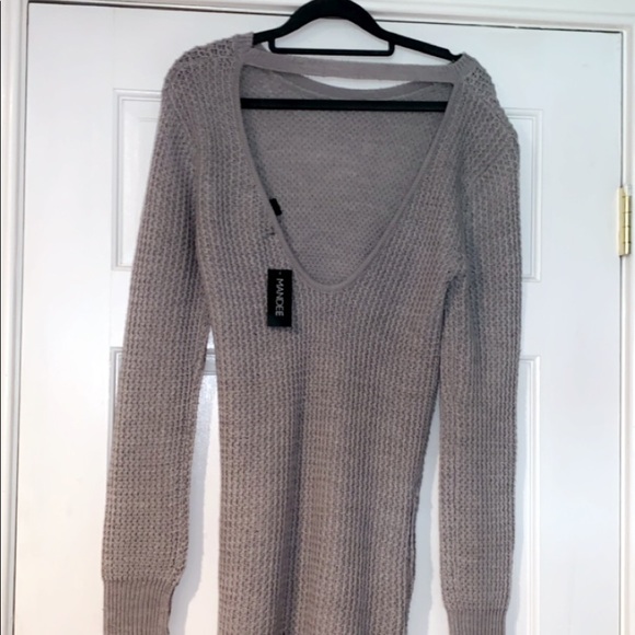 grey long open back sweater from MANDEES - Picture 6 of 7